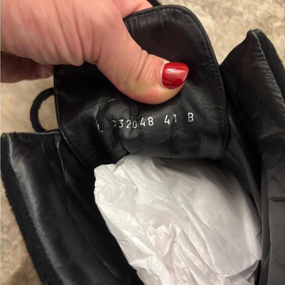 *CHANEL* Black Felt Lace-Up Moto Boot w/Leather Trim Size 41 - Picture 7 of 11